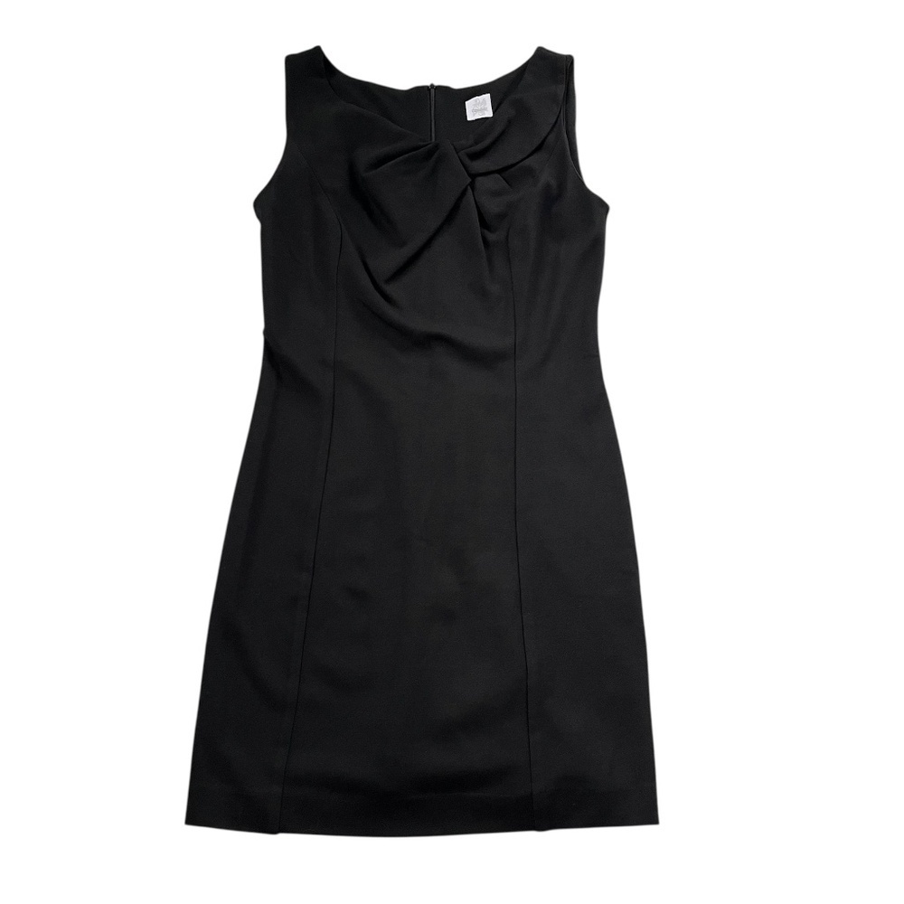 Camaieu Sleeveless Twist Front Sheath Dress XS Black French Girl Modest Capsule